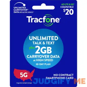Tracfone Unlimited Talk/Text + Carryover Data 30-Day Plan Smartphone Card