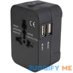 Travel Adapter Worldwide All in One International Power Adapter Universal Adapter Plug with 2.1A Dual USB Charging Ports for Asia Europe UK AUS and