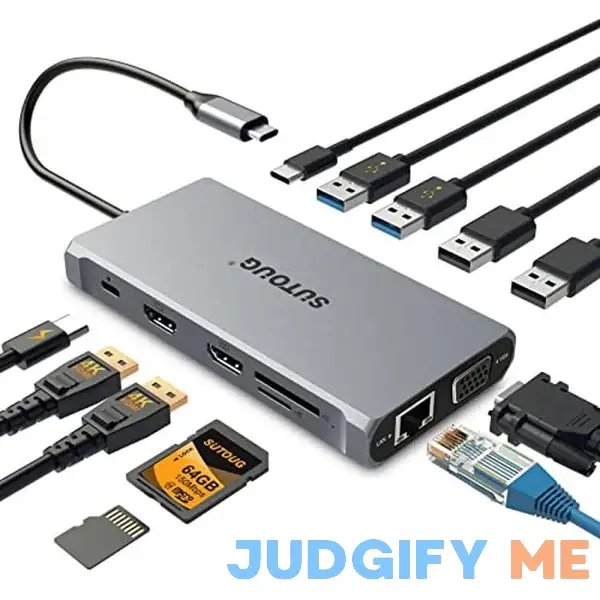 USB C Hub SUTOUG Docking Station 12 in 1 USB C Adapter Dongle with Dual HDMI 4K VGA 1080P 1000Mbps Ethernet PD 3.0 100W USB-C 3.0 TF/SD Card Slot USB C Hub SUTOUG Docking Station 12 in 1 USB C Adapter Dongle with Dual HDMI 4K VGA 1080P 1000Mbps Ethernet PD 3.0 100W USB-C 3.0 TF/SD Card Slot