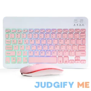 Ultra-Slim Bluetooth Keyboard and Mouse Portable Mini Wireless Keyboard Rechargeable 7-Color Backlit for Apple iPad iPhone Samsung Tablet iPhone