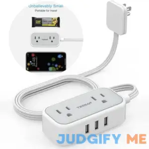 Ultra Thin Flat Extension Cord 5 FT TESSAN Slim Power Strip with 3 USB Ports