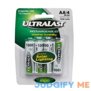 Ultralast Ni-Cad AA 1.2 V Solar Rechargeable Battery ULN4AASL-1000 4 pk