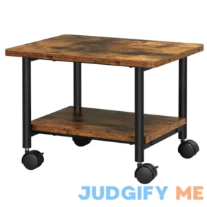 VASAGLE Industrial Under Desk Printer Stand 2-Tier Mobile Machine Cart with Shelf