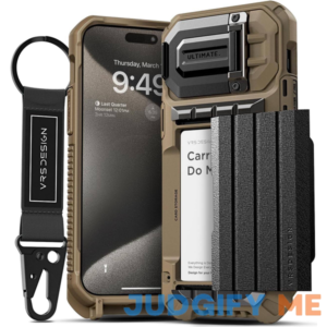 VRS DESIGN Damda Glide Ultimate for iPhone 15 Pro Max Premium Sturdy Fully Covered Camera Lens Protection Wallet Case with Multi-Functional