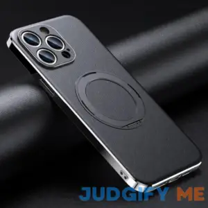 Vacuum Plated Sides Leather MagSafe Ring iPhone Case