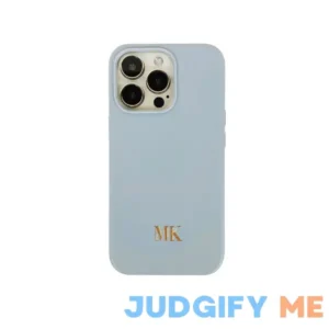 Valerie Constance Personalized Custom iPhone 13 Series Smooth Leather Case - Light Blue - Designer Monogram - iPhone 13 Pro