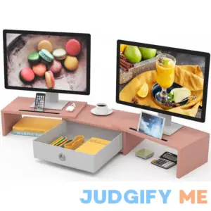 WESTREE Dual 3 Shelf Computer Riser with Drawer