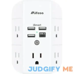 Wall Outlet Extender with USB Ports Outlet Splitter Surge Protector USB Wall Charger with 5 Outlet Extender and 3 USB Ports 1 USB C Outlet 3-Sided