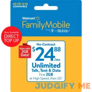 Walmart Family Mobile $24.88 Unlimited Talk & Text Monthly Prepaid Plan Direct Top Up