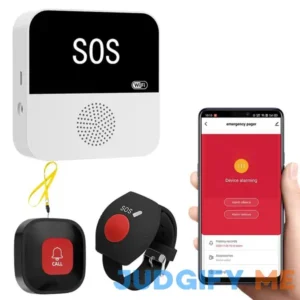 WiFi Caregiver Pager Call Button Life Alert System Elder Care Alarm Call Bell for Seniors Patient Disabled Elderly 1 Emergency Button 1 Watch Button