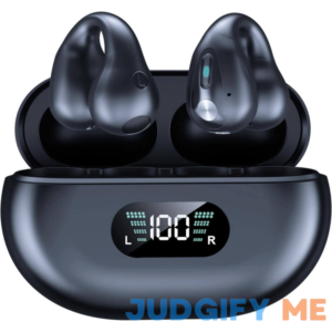 Wireless Earbuds - Open Ear Clip on Headphones with Earhooks - Waterproof Bluetooth 5.3 36H Playtime Ear Buds LED Display Charging Case