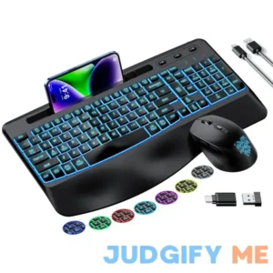 Wireless Keyboard and Mouse Combo Telylou Ergonomic Quiet Keyboard Mouse Combo 7 Backlit Effects