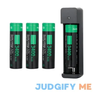 XONBDNOX 18650 Battery Charger Set 3.7V Rechargeable Flat-top Battery for Flashlights