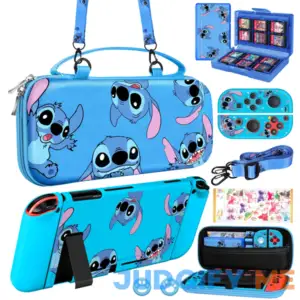 Xinocy for Nintendo Switch 9 in 1 Storage Accessories Kit with Travel Carrying Case+Switch Protective Cover+Game Case Holder+Strap+Sticker+2 Joycon