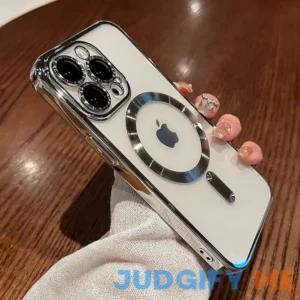 ZIYE Magnetic Case for iPhone 15 Pro Max Case [Compatible with MagSafe] Full Camera Protection Clear Plating Luxury Cover for Women Men Soft TPU