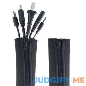 Zipper Cable Sleeve by Wrap-It Storage 24" x 4" Black Cord Organizer and Cable Protector for Desk