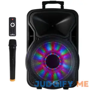 beFree Sound 12 Inch 2500 Watt Bluetooth Rechargeable Portable Party PA Speaker with Illuminating Lights