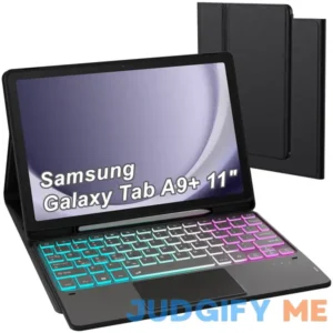 for Galaxy Tab A9+ 11 inch Case with Keyboard : DIY 3-Zone 7 Color Backlit Detachable Keyboard Cases with Touchpad - Folio Tablet Cover with S Pen