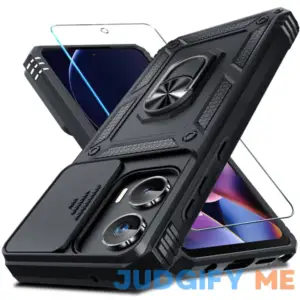 for Motorola Moto G Stylus 5G 2024 Case Built in Slide Camera Lens Cover+Screen Protector+Finger Ring Holder Kickstand