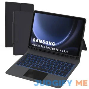 for Samsung Galaxy Tab S9 FE+ / S9 Plus 12.4 inch Keyboard Case - Folio Combo Smart Tablet Keyboard Cover with Trackpad - 7 Color Backlit Keyboard