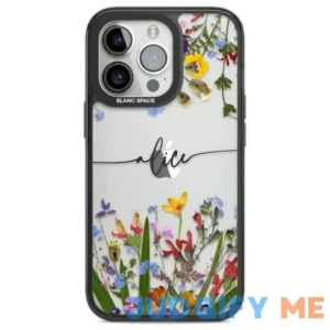 iPhone 15 Pro Max Case - Personalised Wildflower Floral Design - Black Impact Case