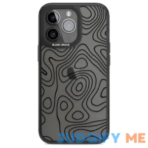 iPhone 15 Pro Phone Case - Blanc Space Damascus Steel Design - Black Impact Case