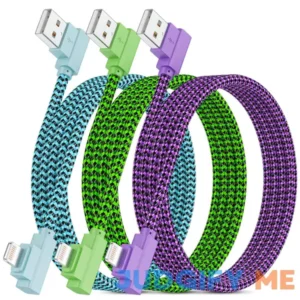 iPhone Charger Cord Lightning Cable 90 Degree Fast Charging Nylon Braided Cord Compatible with iPhone