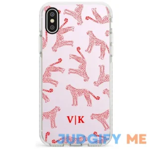 iPhone Phone Case Blanc Space Personalised + Red & Pink Cheetah Design