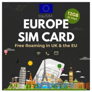 travSIM Europe SIM Card 12GB data with 4G/5G speeds Unlimited calls