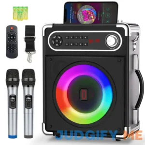 voijump Karaoke Machine with 2 Wireless Microphones